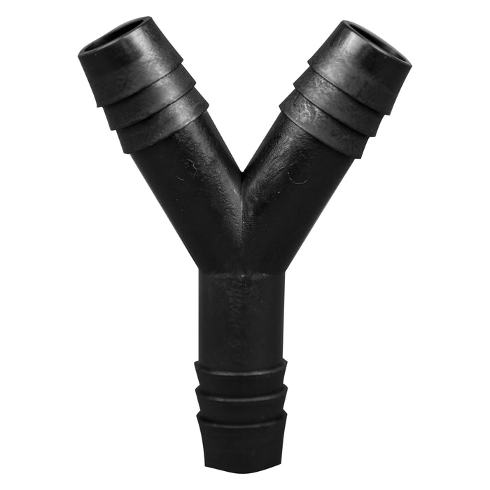 Y Connector Fitting Pack, Polypropylene, 1/2" HB x 1/2" HB to 1/2" HB, 100/pk