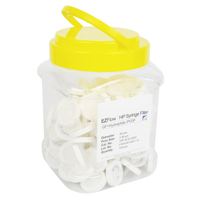 EZFlow® Syringe Filter, Hydrophilic PVDF, 100/pack