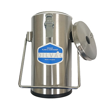 Stainless Steel Cased Dewar Flask with Lid Clips and Handle
