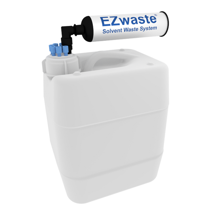 EZwaste System, UN/DOT, 10L, HDPE, 51mm Cap, 6x 1/8” OD Tube Fittings & Filter