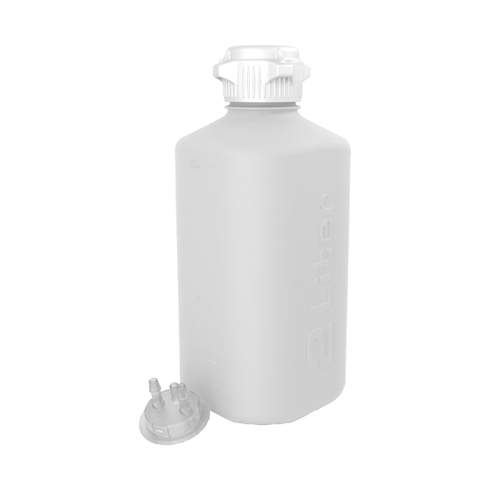 2L HDPE Heavy Duty Vacuum Bottle, with 1/4" Hose Barb Adapter