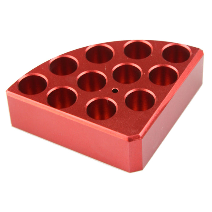 Red quarter reaction block, 11 holes 4 ml reaction vessel 15.2mm dia x 20mm depth