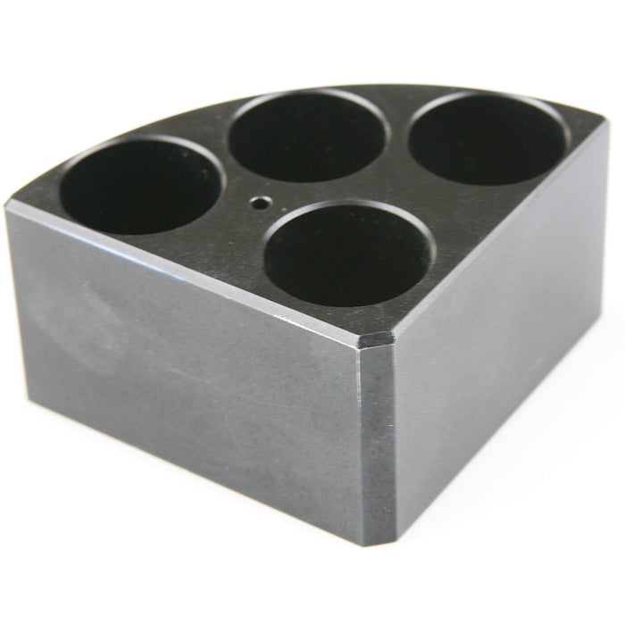 Black quarter reaction block, 4 holes 16ml reaction vessel 28mm dia x 43mm depth