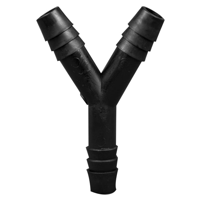Y Connector Fitting Pack, Polypropylene, 3/8" HB x 3/8" HB to 3/8" HB, 10/pk