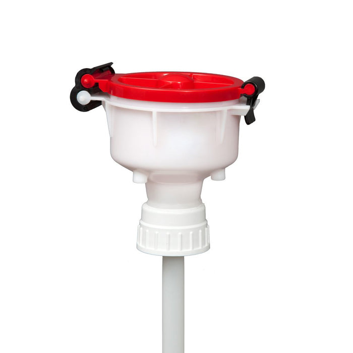 EZwaste 4" Safety Funnel, HDPE, Red Lid, VersaCap 53mm