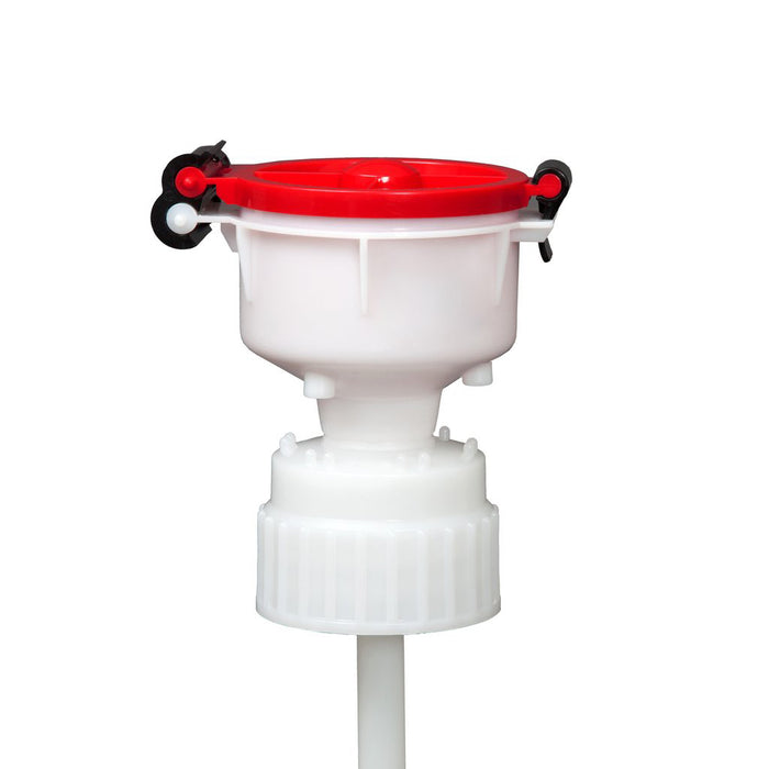 EZwaste 4" Safety Funnel, HDPE, Red Lid, VersaCap 80mm