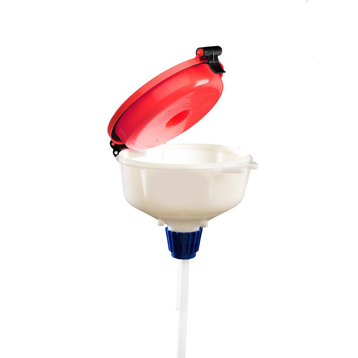 EZwaste 8" Safety Funnel, HDPE, Red Lid, VersaCap 38-430mm