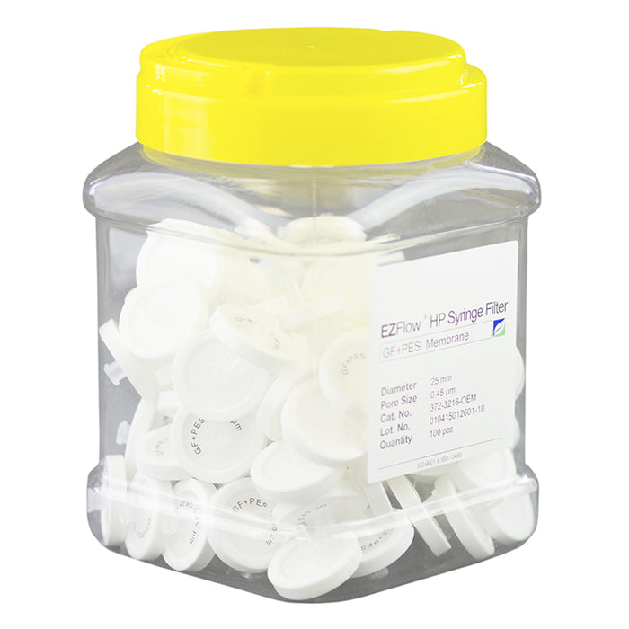 EZFlow® Syringe Filter, PES,Glass Fiber Prefilter, 100/pack