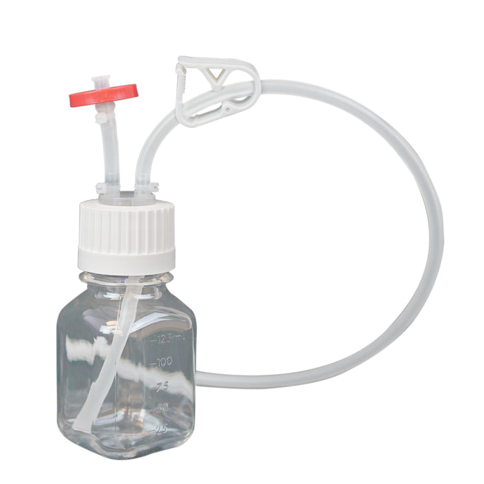 EZBio Single Use Assembly, Media Bottle, 125mL, PETG, Vented with Tubing,  Sterilized,10cs