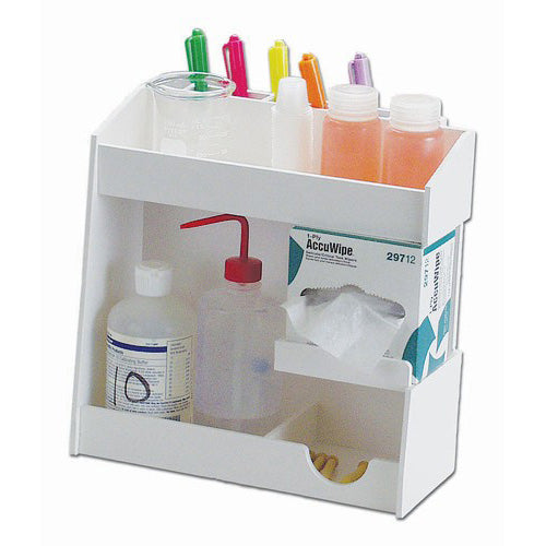 White PVC Small pH Meter Supplies Organizer: 12 x 12 x 5 inches WHD