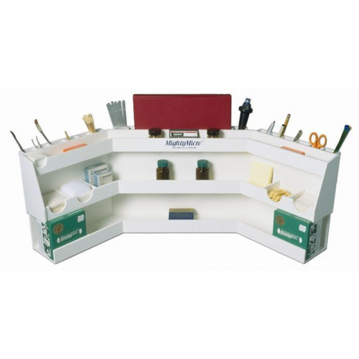 Workstation Wrap Around Deluxe White PVC with 10 Compartments and 15 Slot Tool Holder 33 X 12 X 12 inches WHD