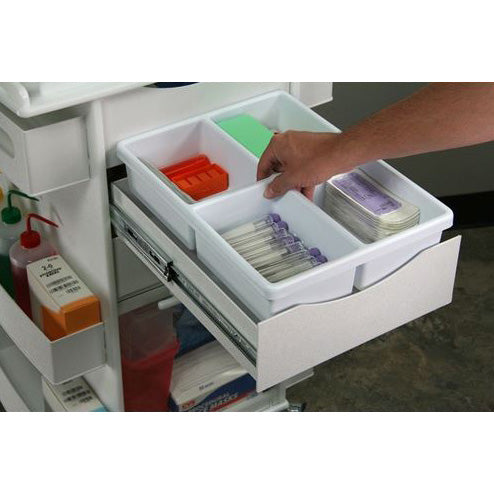 White Styrene 4 Compartment Cart Drawer Organizer