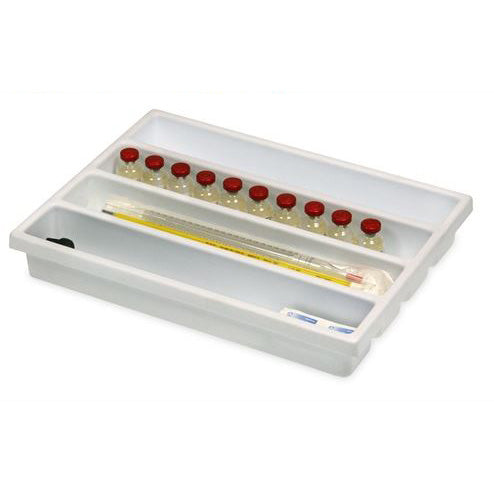 White Styrene 4 Long Compartment Cart Drawer Organizer