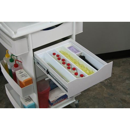 White Styrene 4 Long Compartment Cart Drawer Organizer